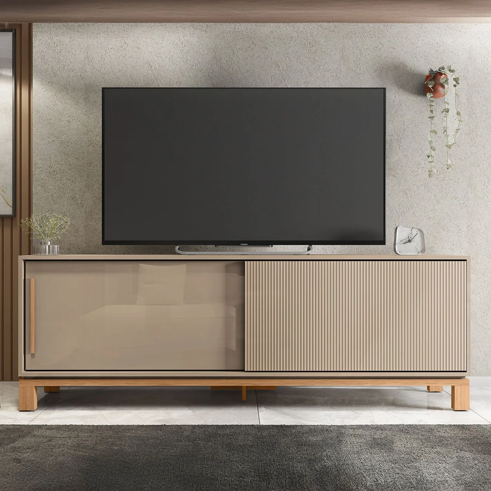 Rack Bancada Para TV 65 Pol 180cm Lucca Areia/Freijó C01 - Mpozenato
