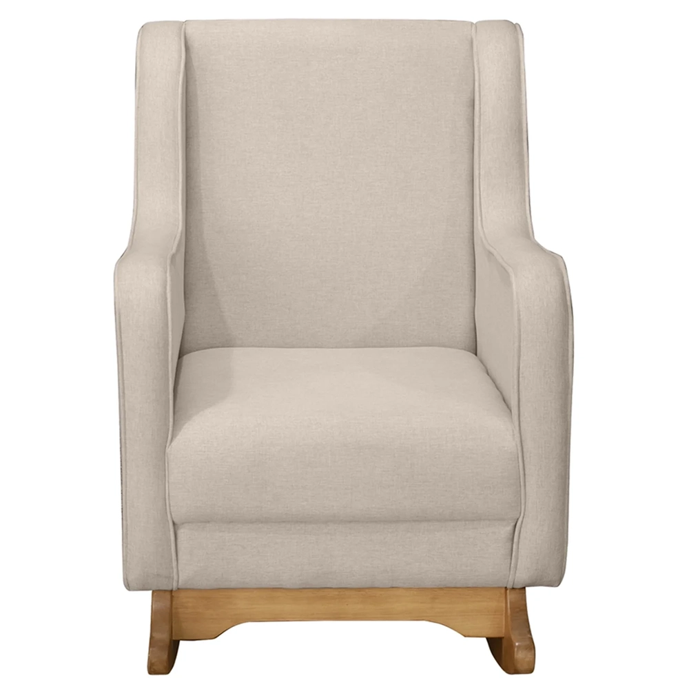 Poltrona Amamentação Base Balanço e Puff Vick Linho Bege F03 - Mpozenato