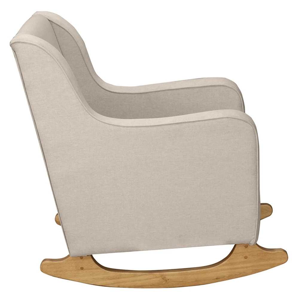 Poltrona Amamentação Base Balanço e Puff Vick Linho Bege F03 - Mpozenato