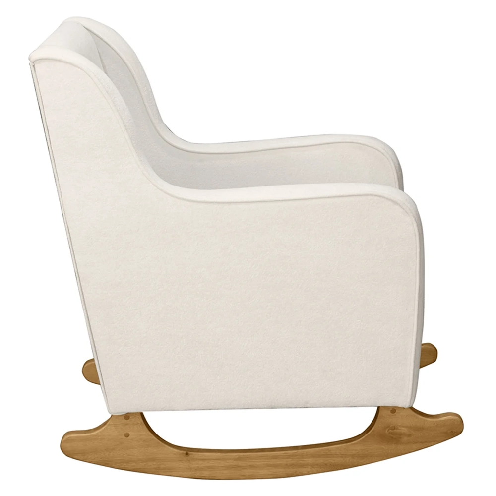 Poltrona Amamentação Base Balanço e Puff Vick Bouclê Off F03 - Mpozenato