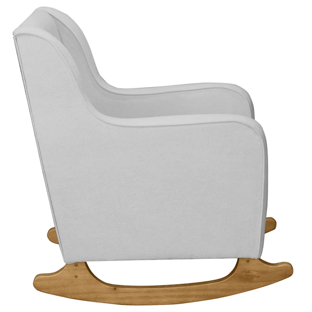 Poltrona Amamentação Base Balanço e Puff Vick Bouclê Cinza F03 - Mpozenato