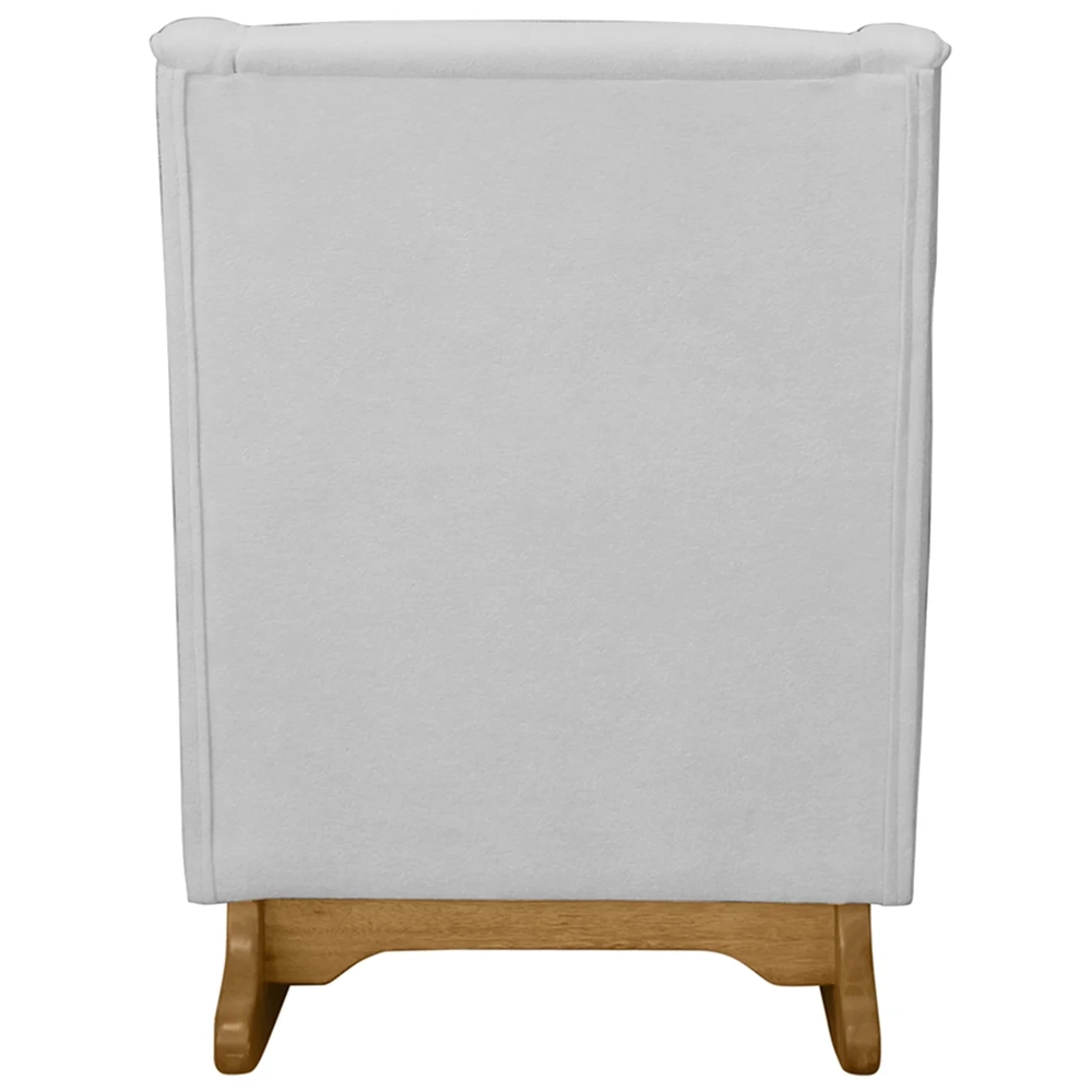 Poltrona Amamentação Base Balanço e Puff Vick Bouclê Cinza F03 - Mpozenato