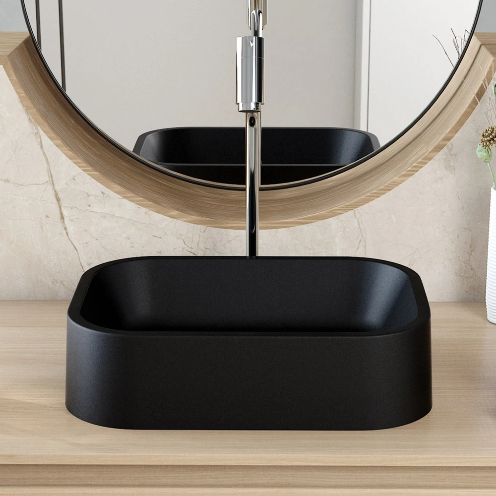 Cuba Pia Para Banheiro Retangular 38cm Dalila C08 Preto - Mpozenato