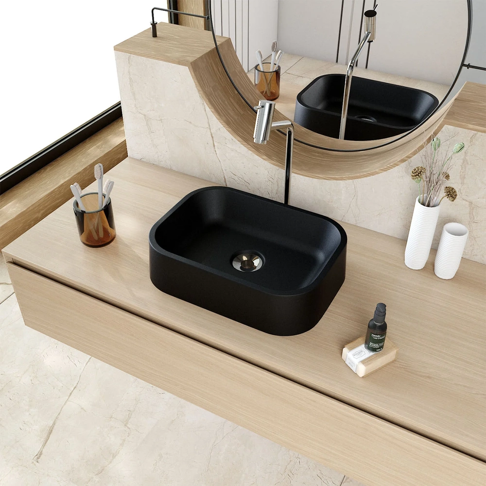 Cuba Pia Para Banheiro Retangular 38cm Dalila C08 Preto - Mpozenato