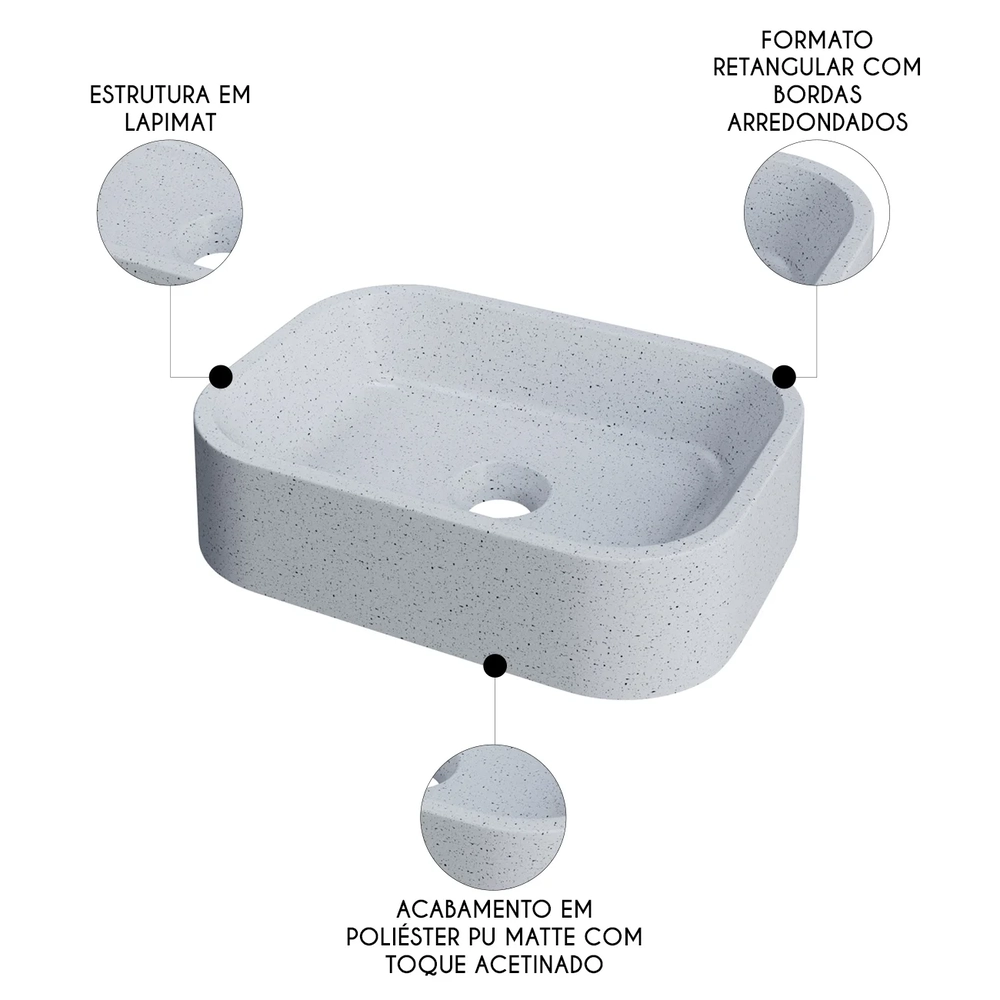 Cuba Pia Para Banheiro Retangular 38cm Dalila C08 Branco Granit - Mpozenato