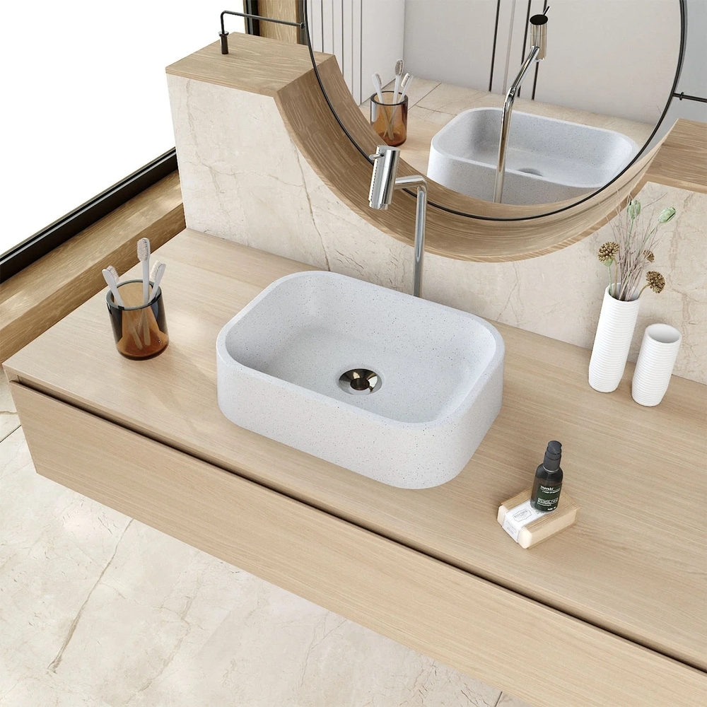 Cuba Pia Para Banheiro Retangular 38cm Dalila C08 Branco Granit - Mpozenato