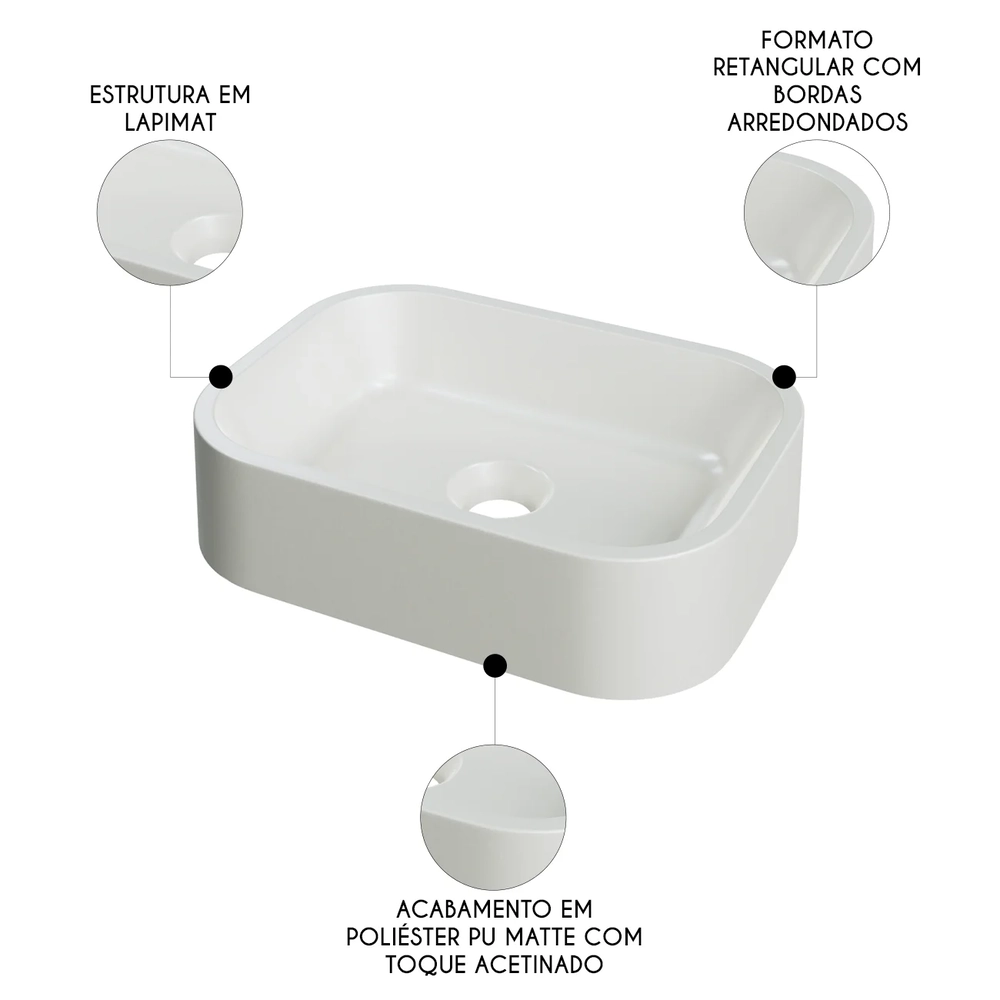 Cuba Pia Para Banheiro Retangular 38cm Dalila C08 Bege - Mpozenato