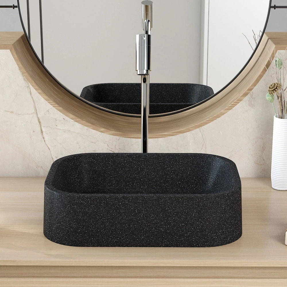 Cuba Pia Para Banheiro Retangular 38cm Dalila C08 Preto Granit - Mpozenato