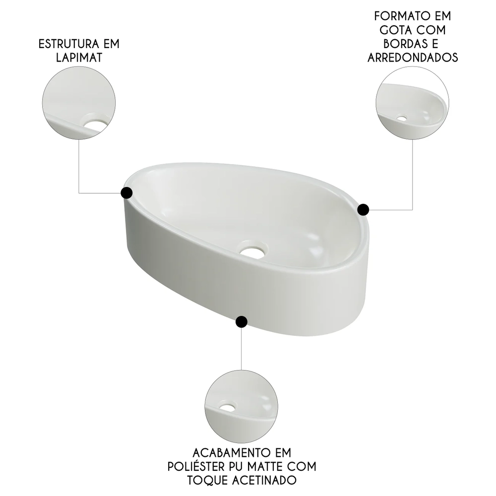 Cuba Pia Para Banheiro Gota 43cm Maitê C08 Bege - Mpozenato