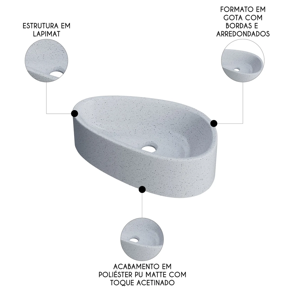 Cuba Pia Para Banheiro Gota 43cm Maitê C08 Branco Granit - Mpozenato