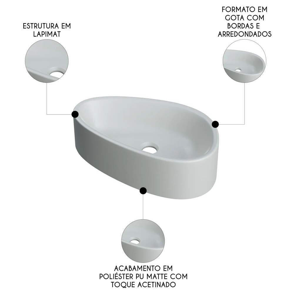 Cuba Pia Para Banheiro Gota 43cm Maitê C08 Cinza - Mpozenato