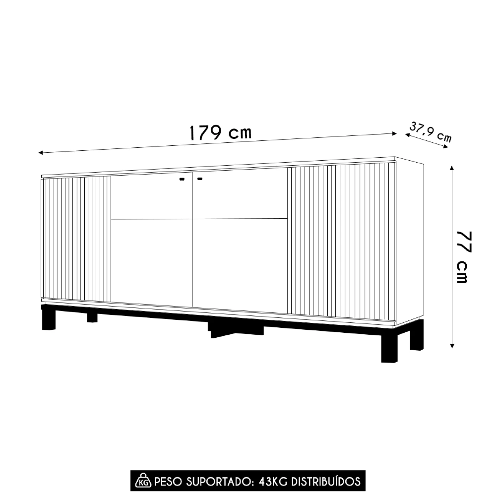 Balcão Buffet Sala de Jantar 179cm Lucca Areia/Freijó C01 - Mpozenato