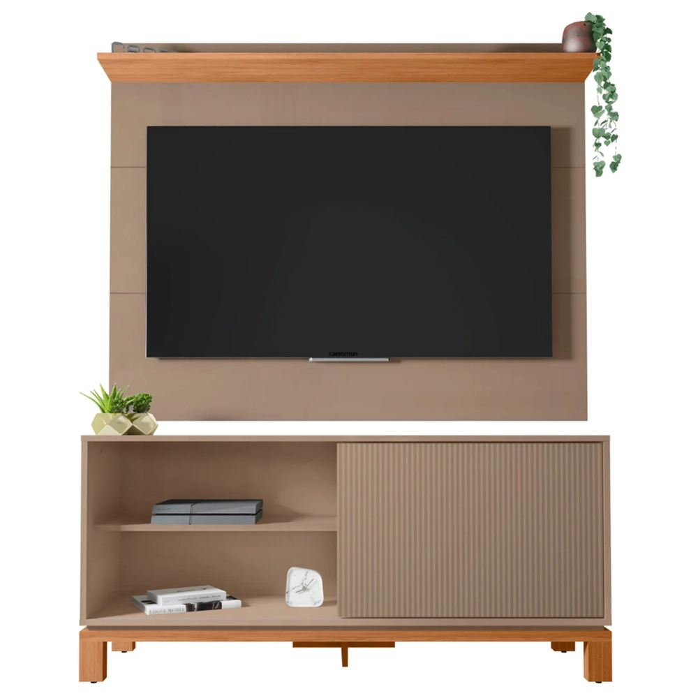 Painel Para TV 45 Pol e Rack Bancada 136cm Lucca Areia/Freijó C01 - Mpozenato
