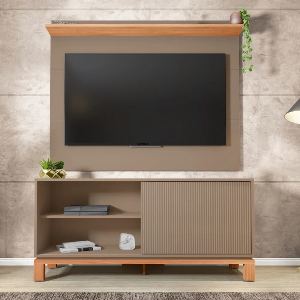 Painel Para TV 45 Pol e Rack Bancada 136cm Lucca Areia/Freijó C01 - Mpozenato