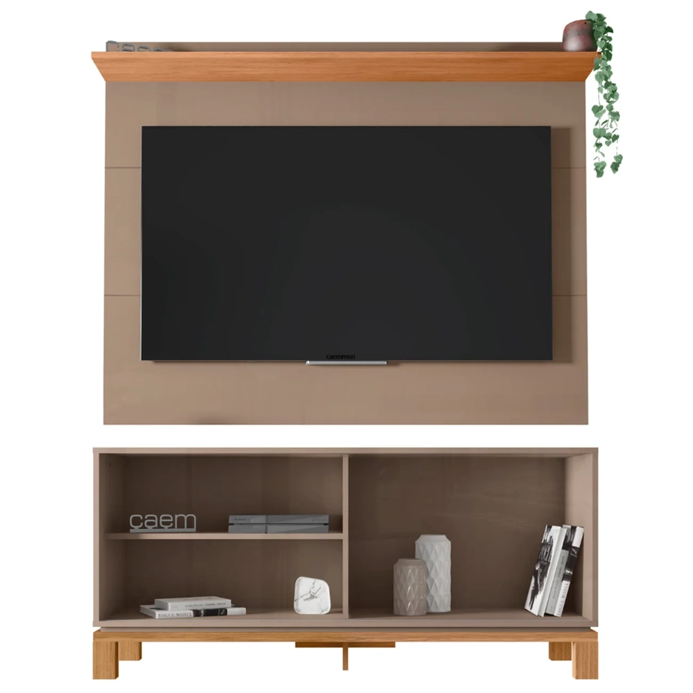 Painel Para TV 45 Pol e Rack Bancada 136cm Lucca Areia/Freijó C01 - Mpozenato