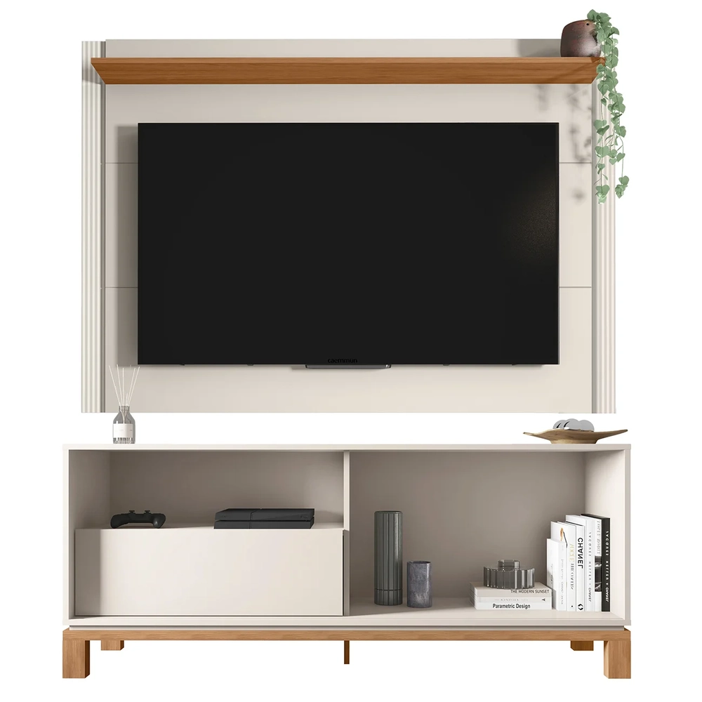 Painel Para TV 55 Pol e Rack Bancada 150cm Lucca Off/Freijó C01 - Mpozenato