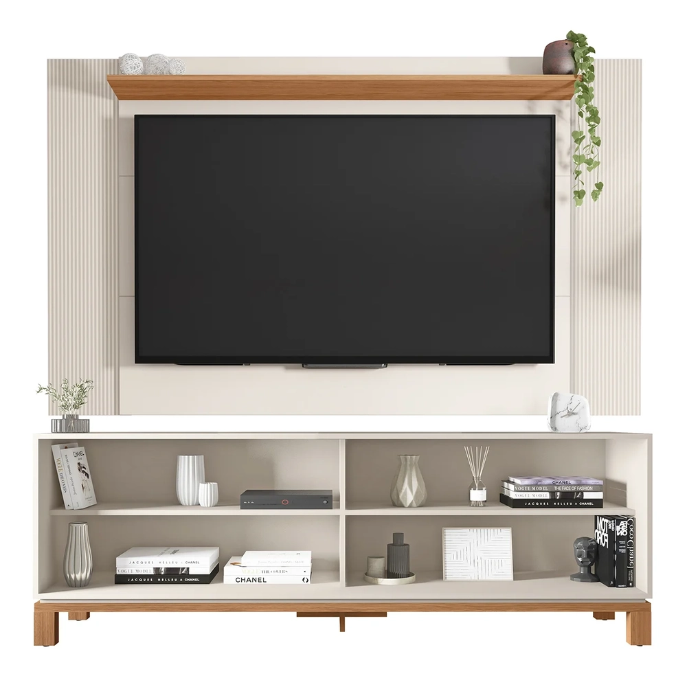 Painel Para TV 65 Pol e Rack Bancada 180cm Lucca Off/Freijó C01 - Mpozenato