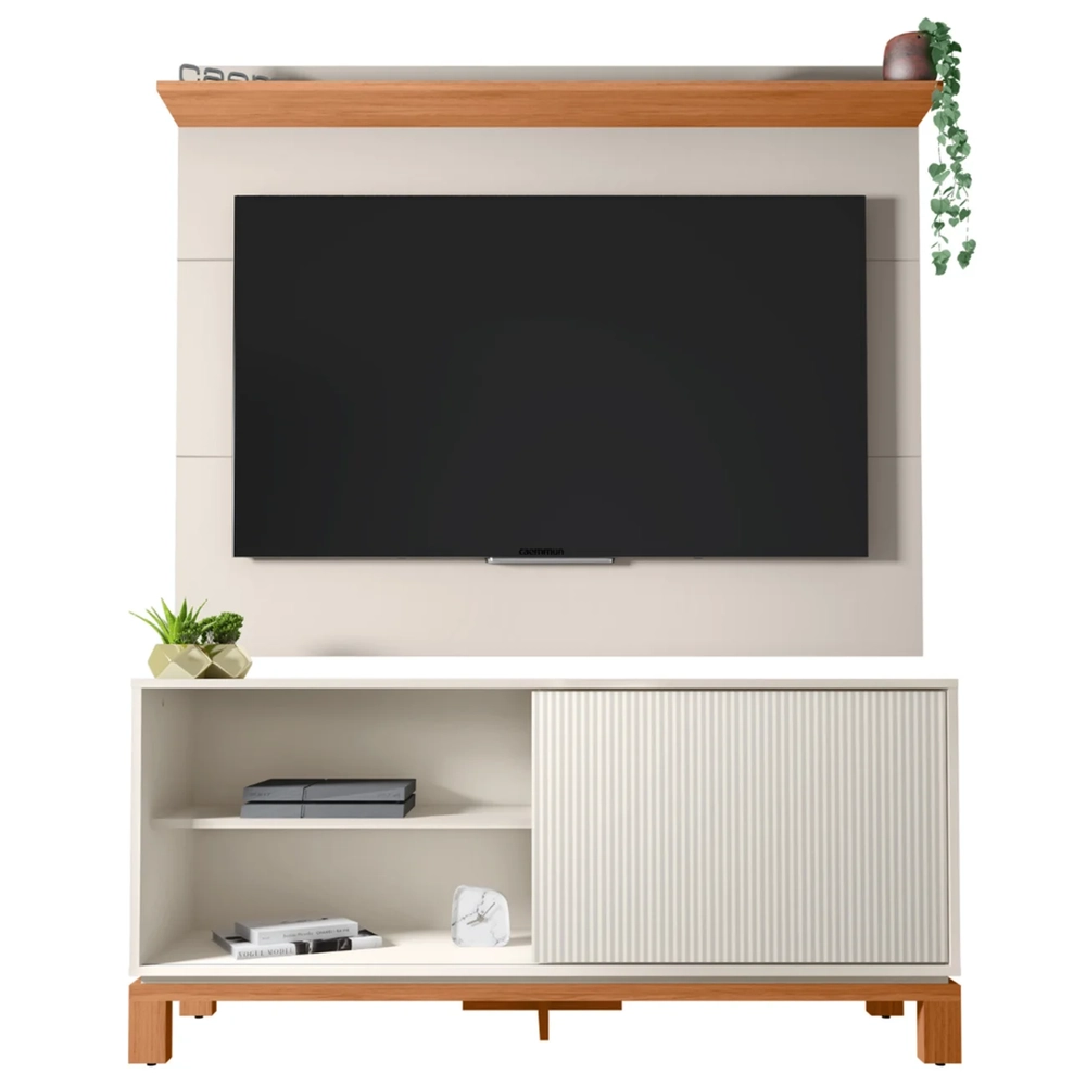 Painel Para TV 45 Pol e Rack Bancada 136cm Lucca Off/Freijó C01 - Mpozenato