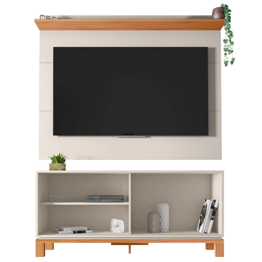 Painel Para TV 45 Pol e Rack Bancada 136cm Lucca Off/Freijó C01 - Mpozenato