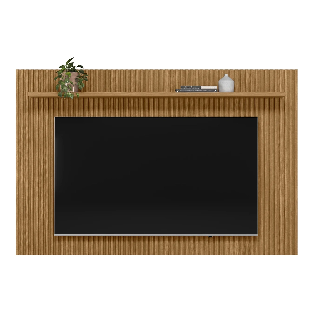 Painel TV 75 Pol 201cm Ripado com Prateleira Benty Nature L06 - Mpozenato