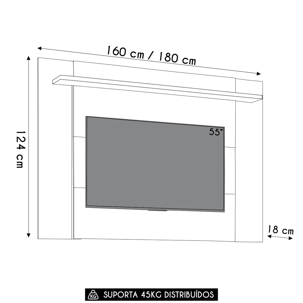 Painel TV 55 Pol Extensível até 180cm Lana Nature/Off Flex L06 - Mpozenato