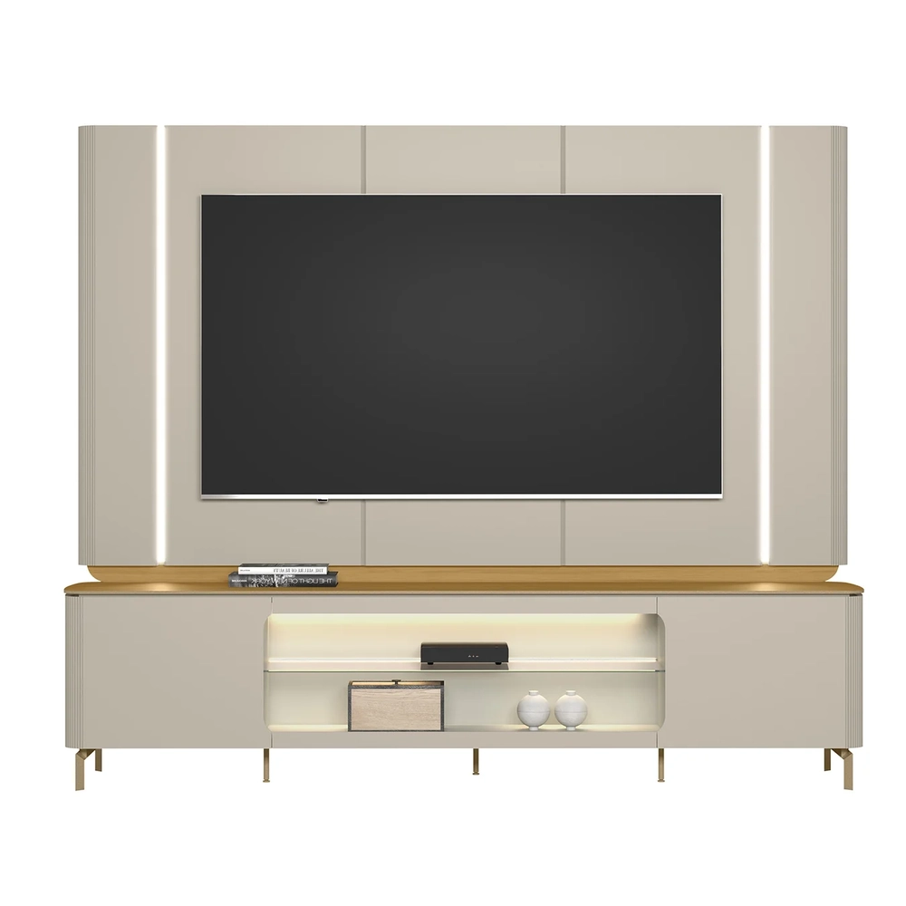 Painel TV 75 Pol e Rack 239cm com LED Martan Tauari/Off Flex L06 - Mpozenato