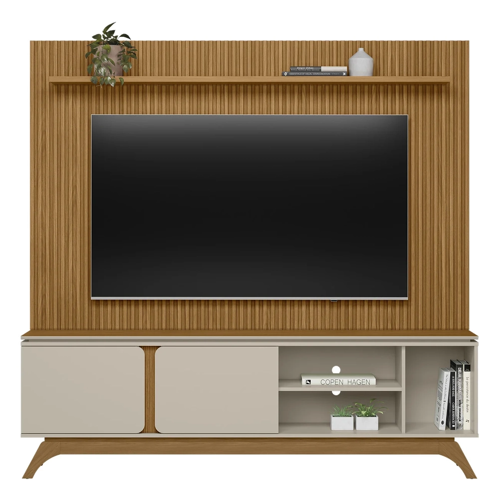 Painel TV 75 Pol Benty e Rack Bancada 200cm Nice Nature/Off L06 - Mpozenato