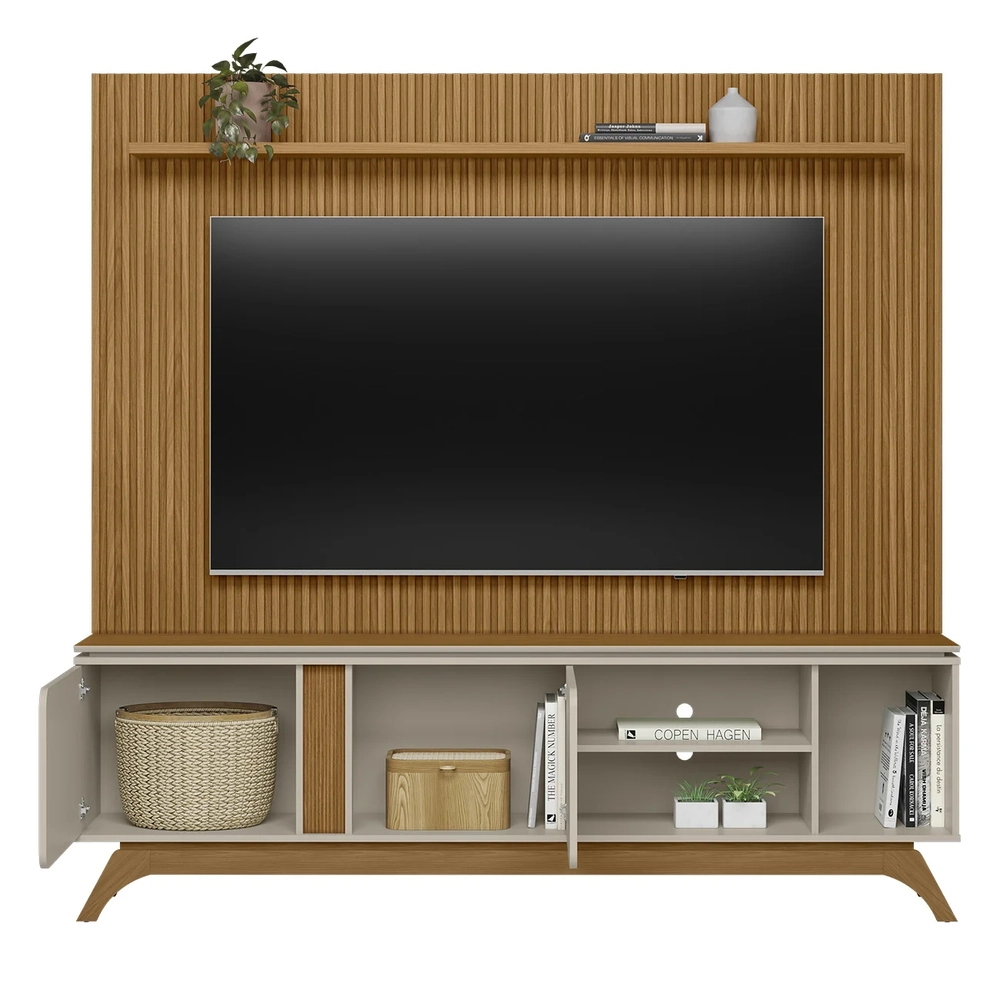 Painel TV 75 Pol Benty e Rack Bancada 200cm Nice Nature/Off L06 - Mpozenato