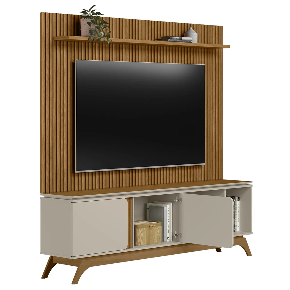 Painel TV 75 Pol Benty e Rack Bancada 200cm Nice Nature/Off L06 - Mpozenato