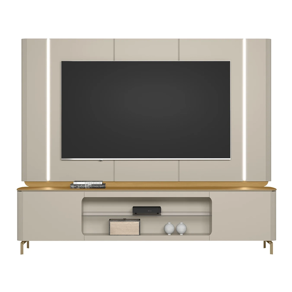 Painel TV 75 Pol e Rack Bancada 239cm Martan Tauari/Off Flex L06 - Mpozenato