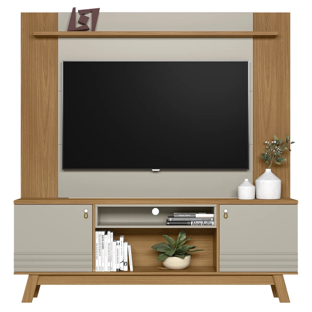 Painel TV 55 Pol Lana e Rack 180cm Color Nature/Off Flex L06 - Mpozenato