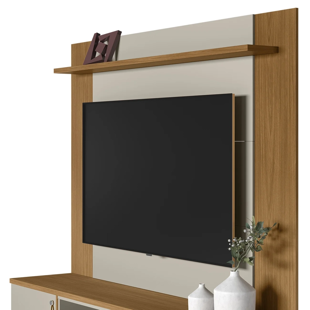 Painel TV 55 Pol Lana e Rack 180cm Color Nature/Off Flex L06 - Mpozenato