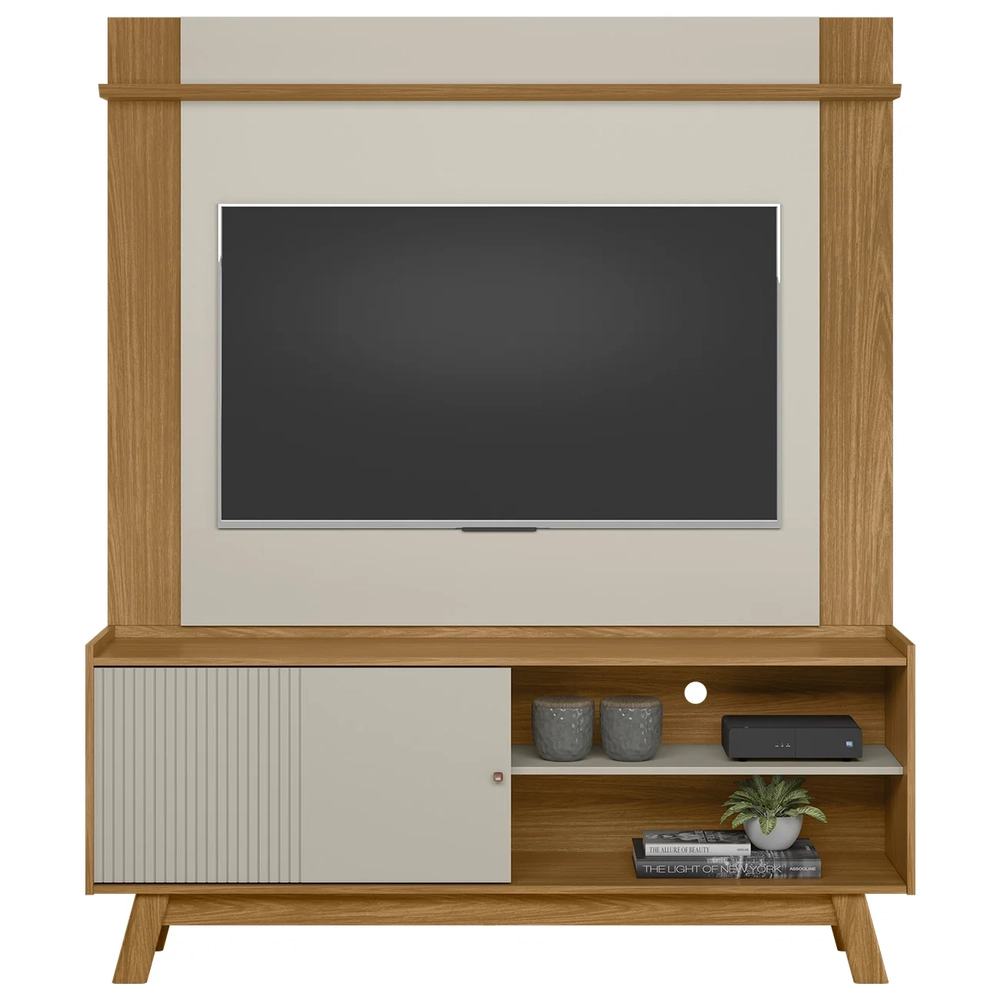 Painel TV 55 Pol Lana e Rack 160cm Arum Nature/Off Flex L06 - Mpozenato