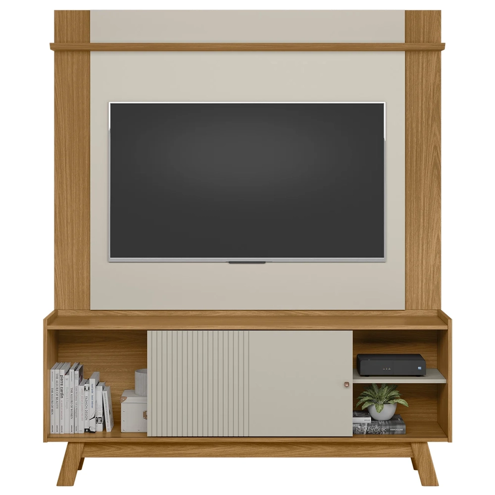 Painel TV 55 Pol Lana e Rack 160cm Arum Nature/Off Flex L06 - Mpozenato