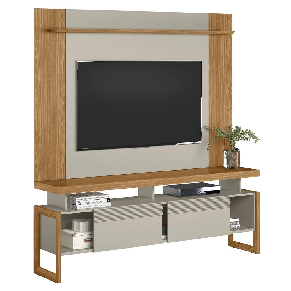 Painel TV 55 Pol Lana e Rack 180cm Agata Nature/Off Flex L06 - Mpozenato