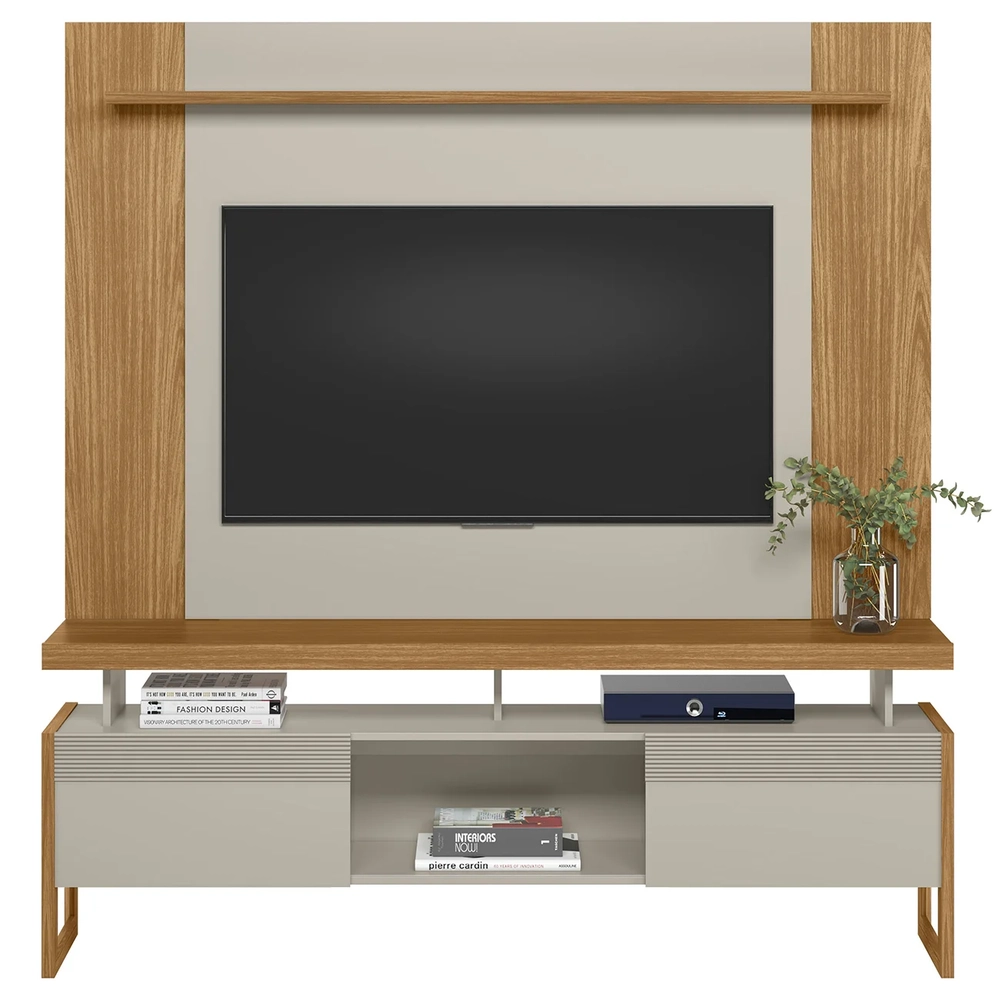Painel TV 55 Pol Lana e Rack 180cm Agata Nature/Off Flex L06 - Mpozenato