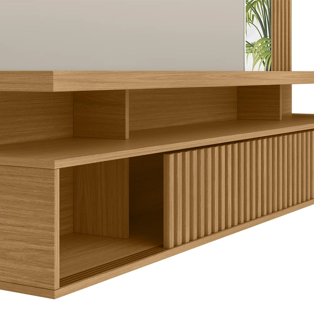 Painel TV 60 Pol e Bancada Suspensa Cherry Nature/Off L06 - Mpozenato