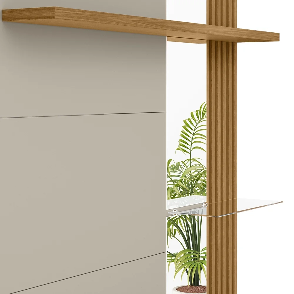 Painel TV 60 Pol e Bancada Suspensa Cherry Nature/Off L06 - Mpozenato