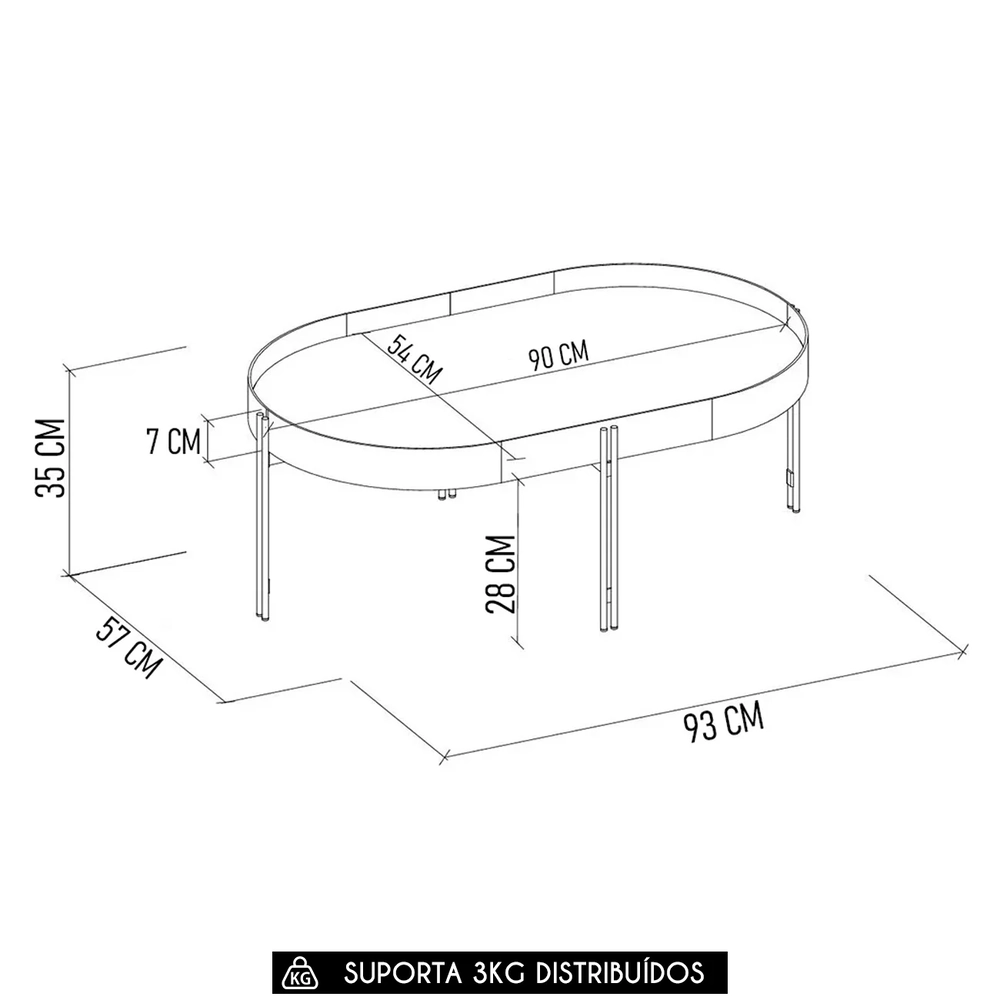 Mesa de Centro Para Sala Estilo Industrial Ville Caramelo L06 - Mpozenato