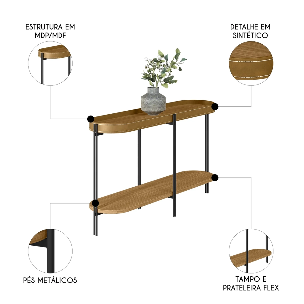 Aparador Para Sala Industrial Com Prateleira Ville Caramelo L06 - Mpozenato
