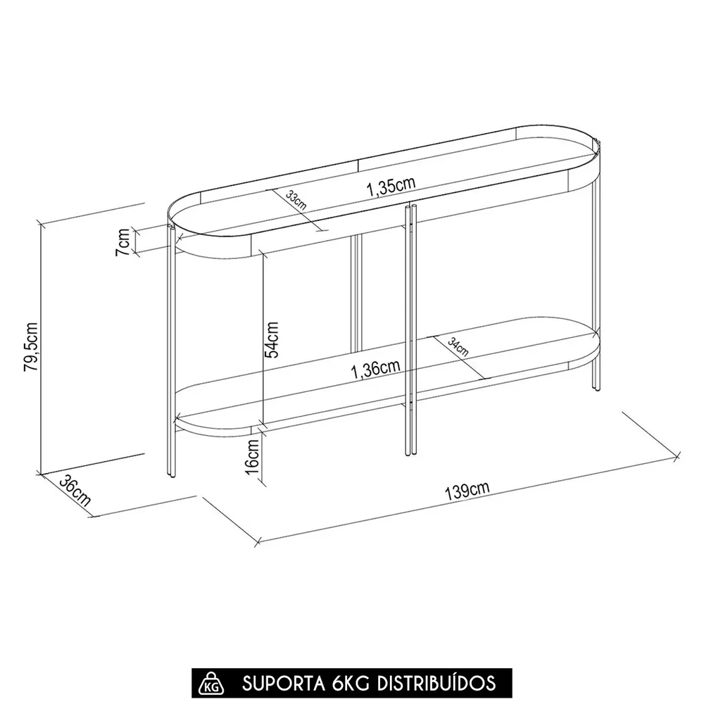 Aparador Para Sala Industrial Com Prateleira Ville Caramelo L06 - Mpozenato