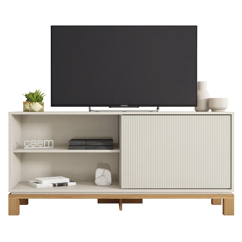 Rack Bancada Para TV 45 Pol 136cm Lucca Off White/Freijó C01 - Mpozenato