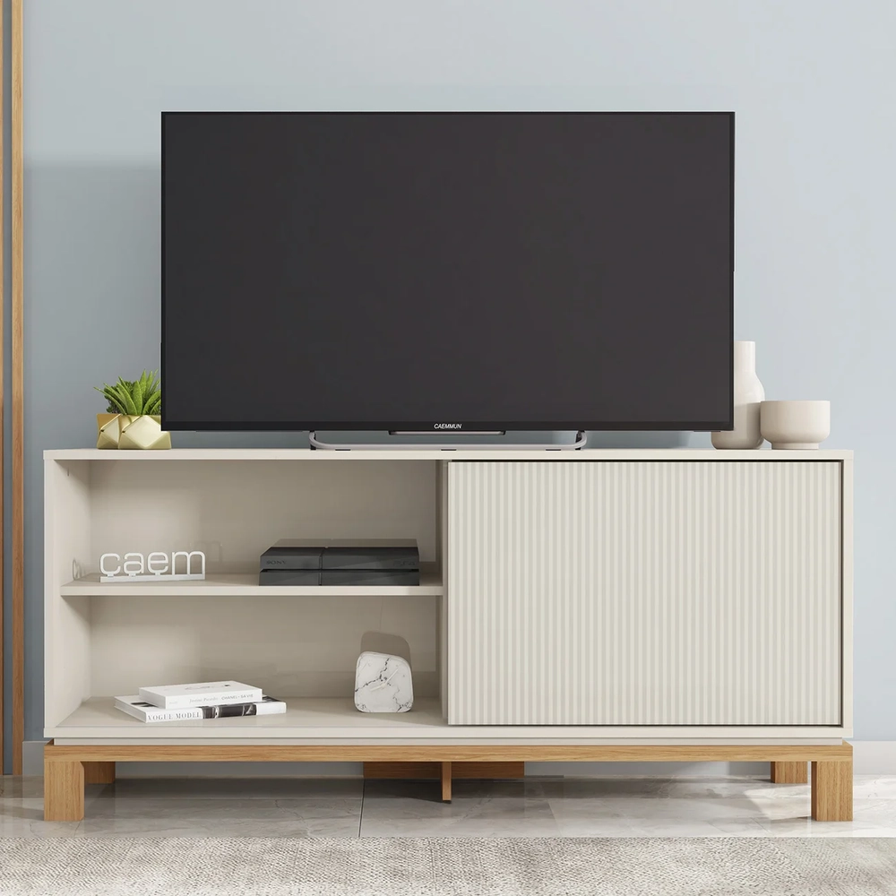 Rack Bancada Para TV 45 Pol 136cm Lucca Off White/Freijó C01 - Mpozenato