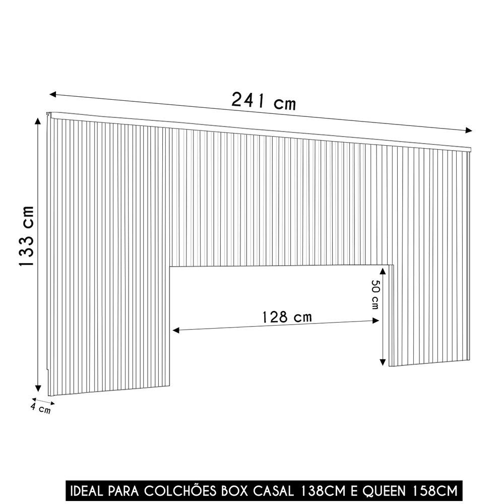 Cabeceira Casal e Queen Painel Ripado 241cm Palmeira Nature L06 - Mpozenato
