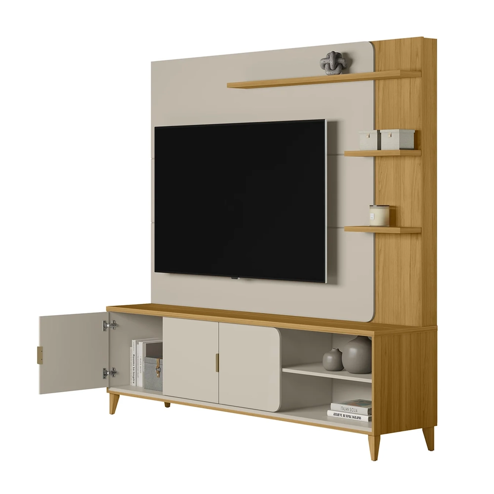 Estante Painel Para TV 70 Pol 200cm Apollo Tauari/Off L06 - Mpozenato