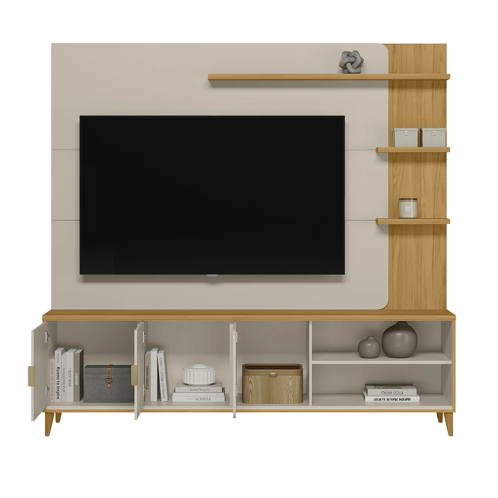 Estante Painel Para TV 70 Pol 200cm Apollo Tauari/Off L06 - Mpozenato