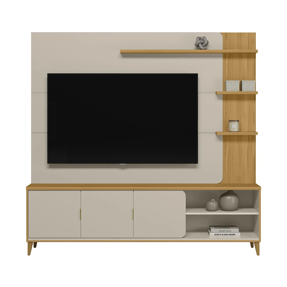 Estante Painel Para TV 70 Pol 200cm Apollo Tauari/Off L06 - Mpozenato