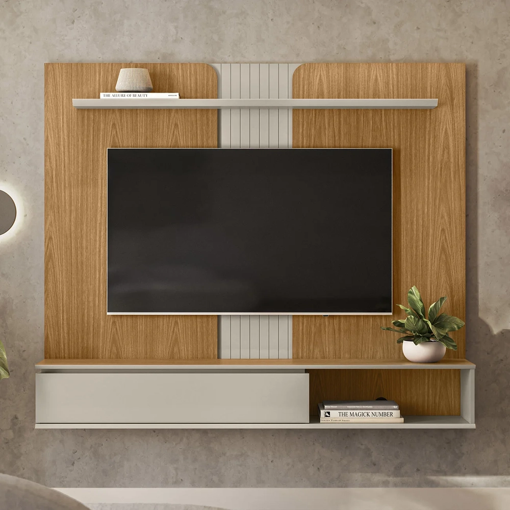 Painel TV 65 Pol e Bancada Suspensa Illumi Tauari/Off L06 - Mpozenato