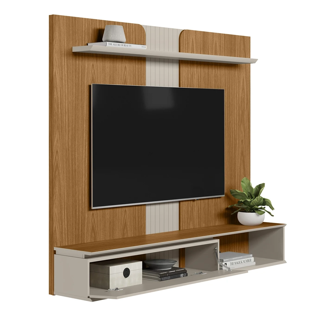 Painel TV 65 Pol e Bancada Suspensa Illumi Tauari/Off L06 - Mpozenato