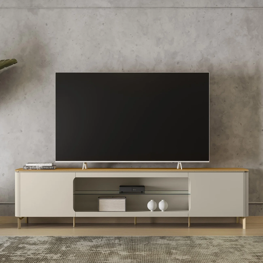 Rack Bancada Para TV 85 Pol 239cm Martan Tauari/Off Flex L06 - Mpozenato